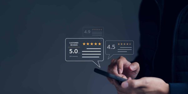 User gives Google review on mobile phone application.